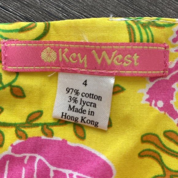Key West yellow and pink print dress size 4 - Picture 4 of 4